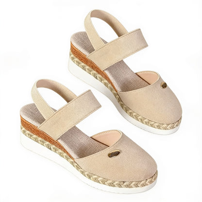 Women's Wedge Espadrille Sandals with Elastic Slingback Strap
