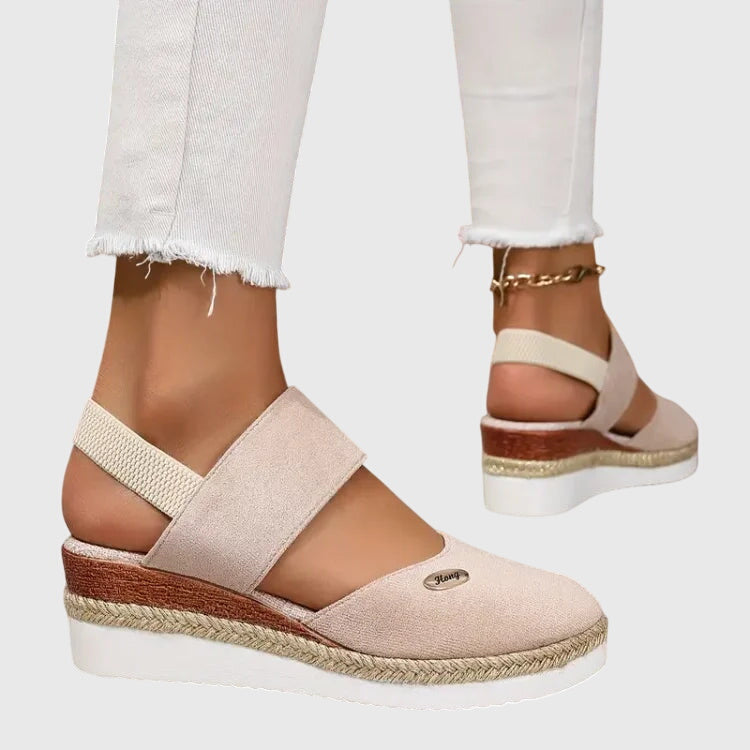 Women's Wedge Espadrille Sandals with Elastic Slingback Strap