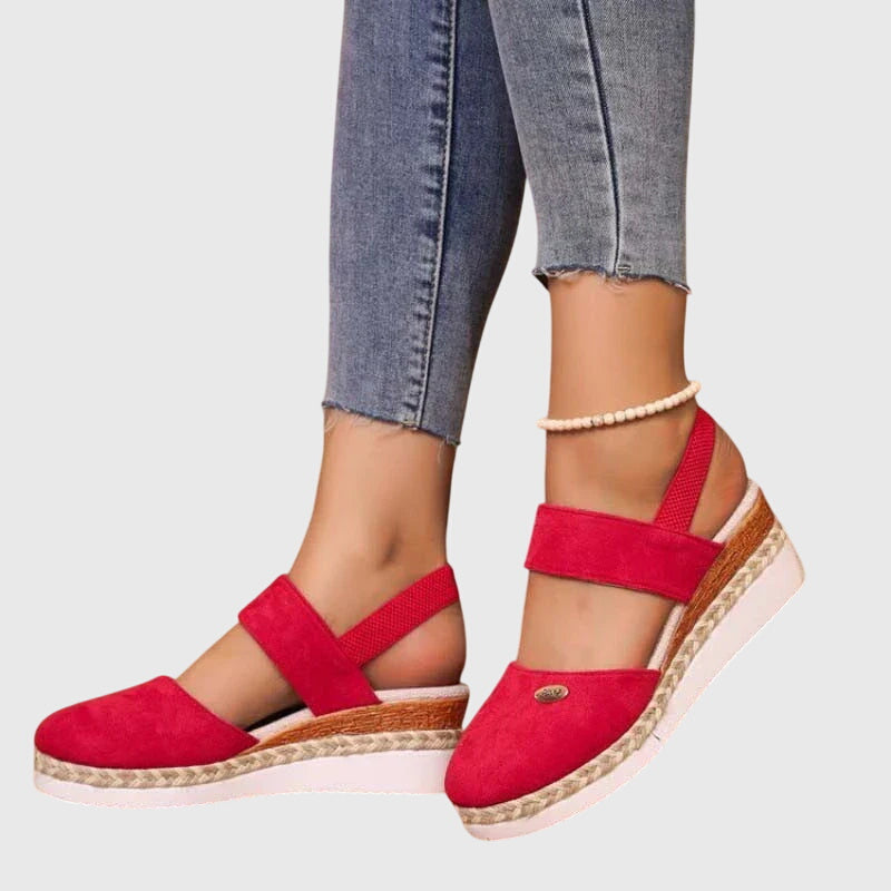 Women's Wedge Espadrille Sandals with Elastic Slingback Strap