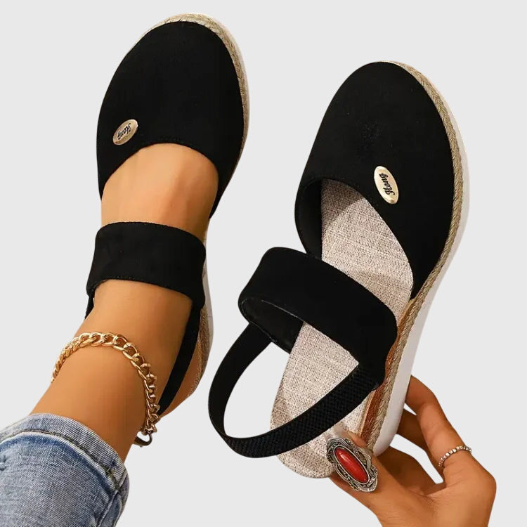 Women's Wedge Espadrille Sandals with Elastic Slingback Strap