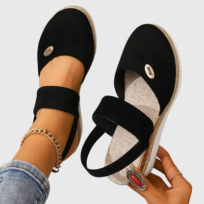 Women's Wedge Espadrille Sandals with Elastic Slingback Strap