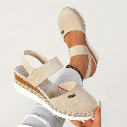 Women's Wedge Espadrille Sandals with Elastic Slingback Strap