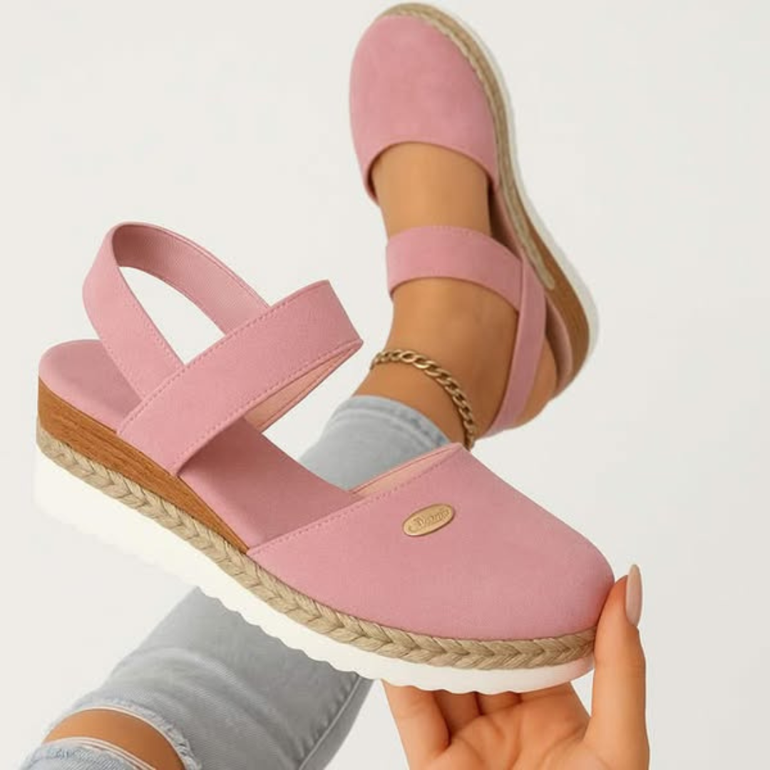 Women's Wedge Espadrille Sandals with Elastic Slingback Strap