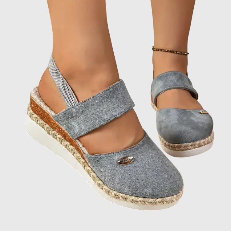 Women's Wedge Espadrille Sandals with Elastic Slingback Strap