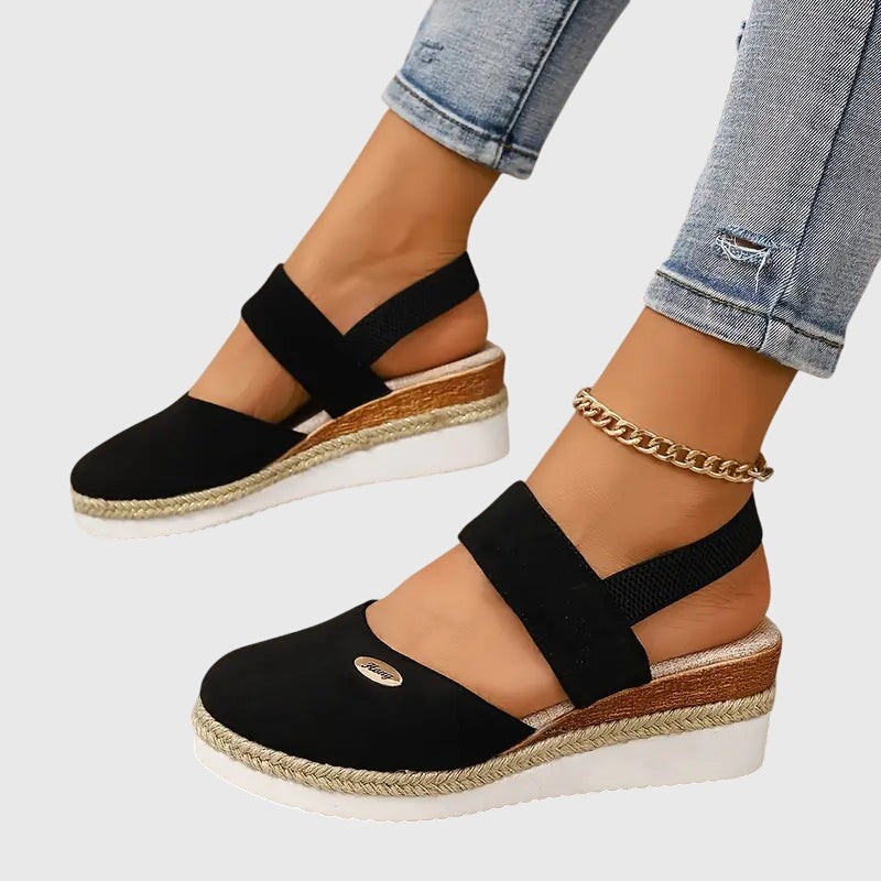 Women's Wedge Espadrille Sandals with Elastic Slingback Strap
