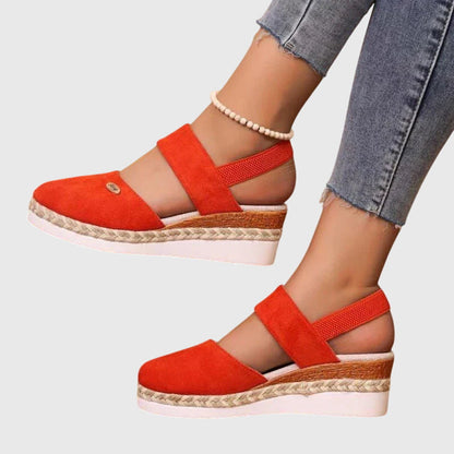 Women's Wedge Espadrille Sandals with Elastic Slingback Strap