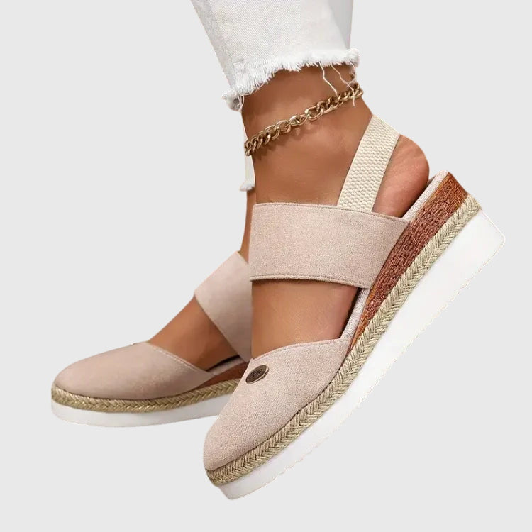 Women's Wedge Espadrille Sandals with Elastic Slingback Strap