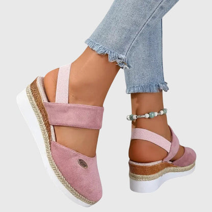 Women's Wedge Espadrille Sandals with Elastic Slingback Strap