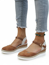 Women's Wedge Sandals with Ankle Strap and Platform Sole