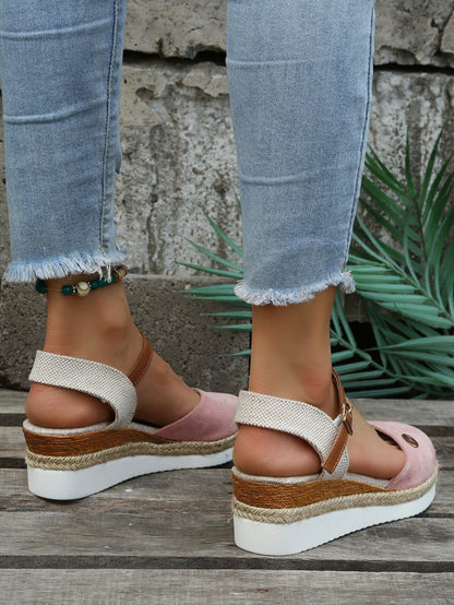 Women's Wedge Espadrille Sandals with Ankle Strap and Platform Sole