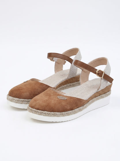 Women's Wedge Espadrille Sandals with Ankle Strap and Platform Sole