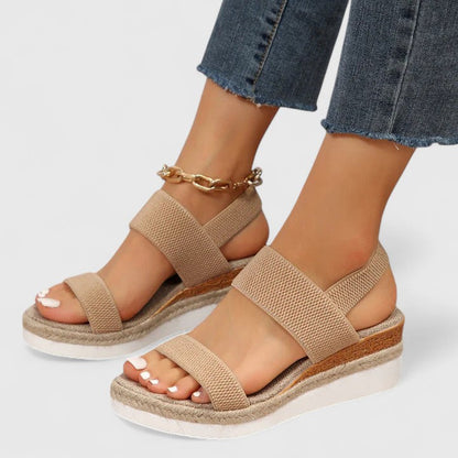 Women's Wedge Sandals with Elastic Straps and Espadrille Platform