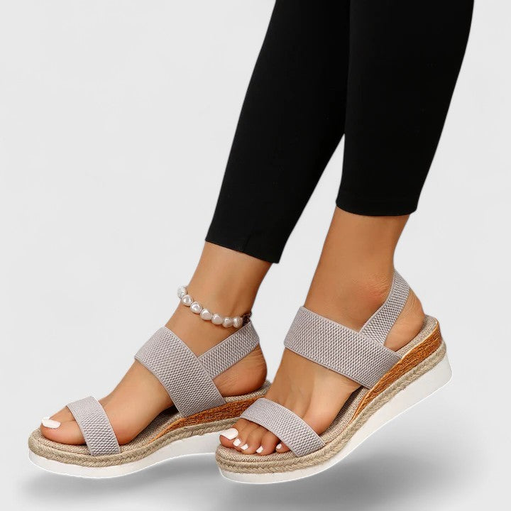 Women's Wedge Sandals with Elastic Straps and Espadrille Platform