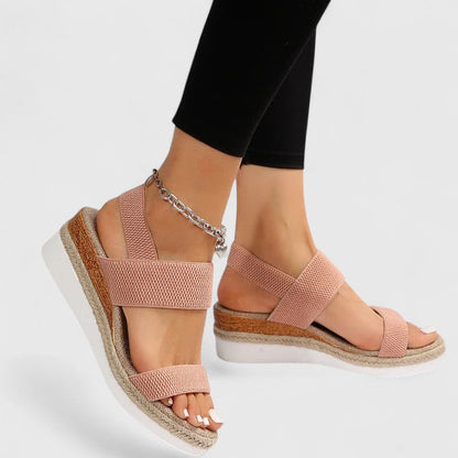 Women's Wedge Sandals with Elastic Straps and Espadrille Platform