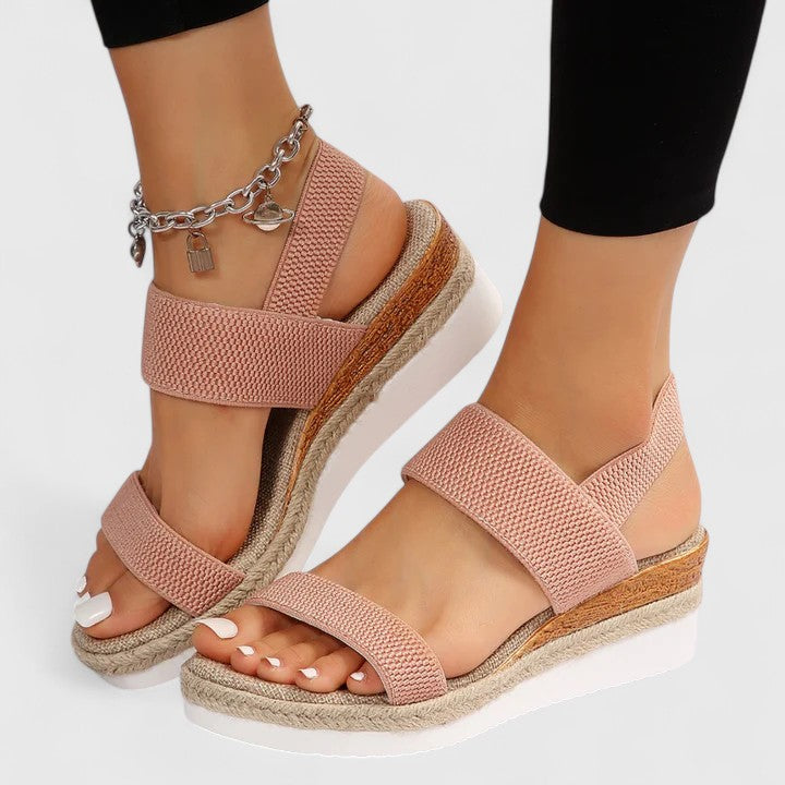 Women's Wedge Sandals with Elastic Straps and Espadrille Platform