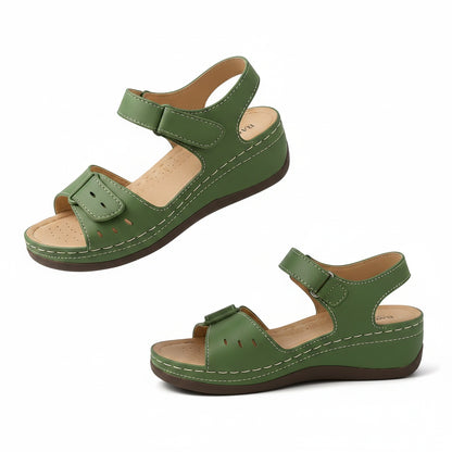 Women's Wedge Sandals with Open Toe and Adjustable Velcro Straps