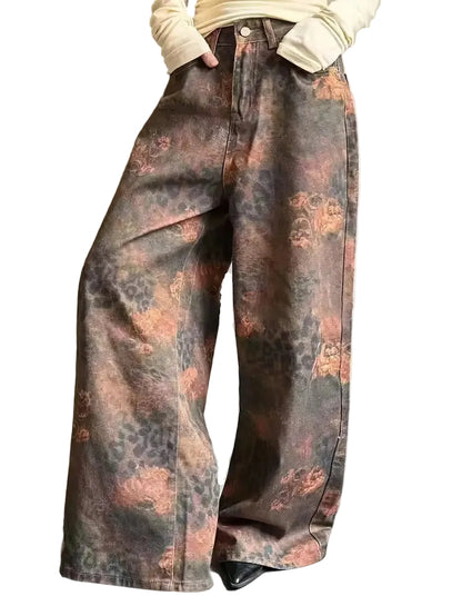 Women's Wide-Leg Pants with Abstract Print