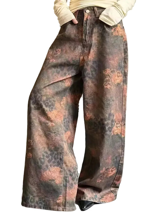 Women's Wide-Leg Pants with Abstract Print