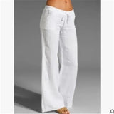 Women's Wide-Leg Trousers with Drawstring Waist and Side Pockets