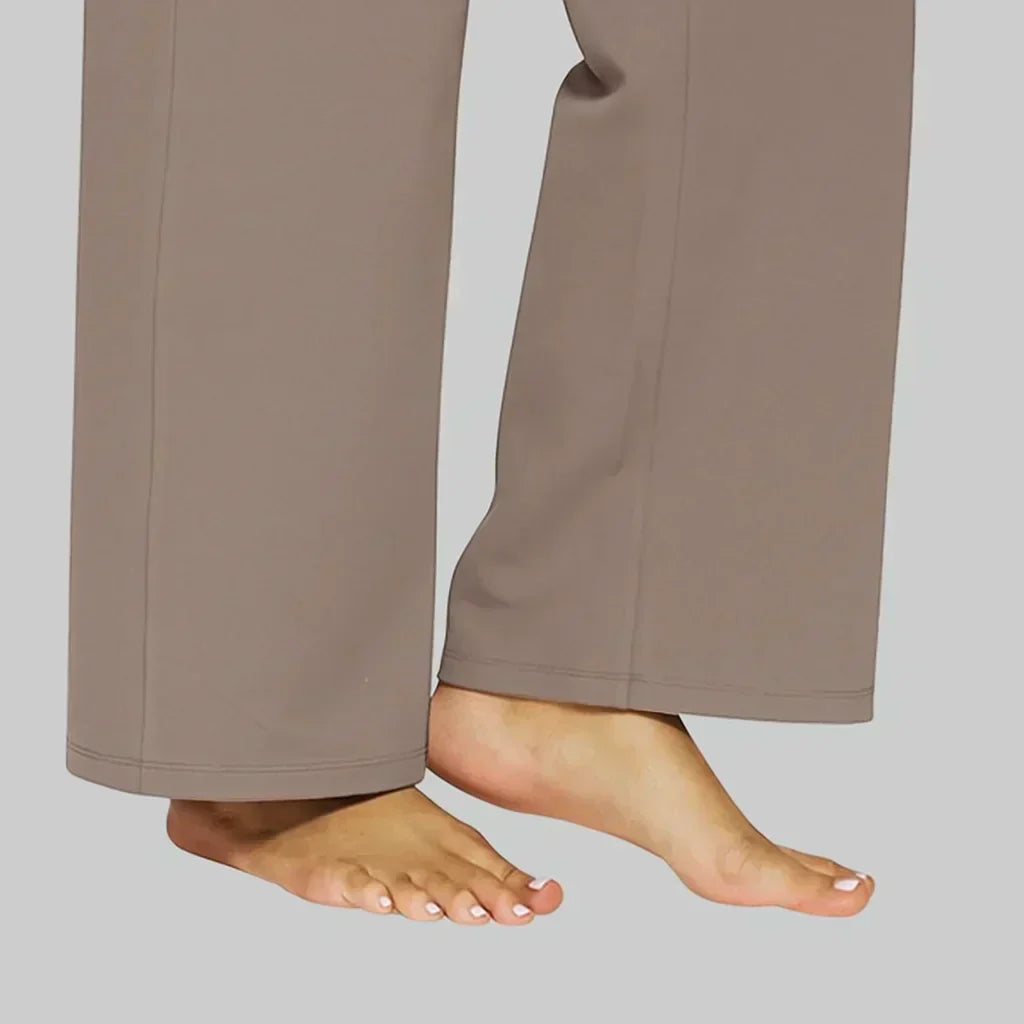 Women's Wide-Leg Trousers with High Waist and Side Pockets