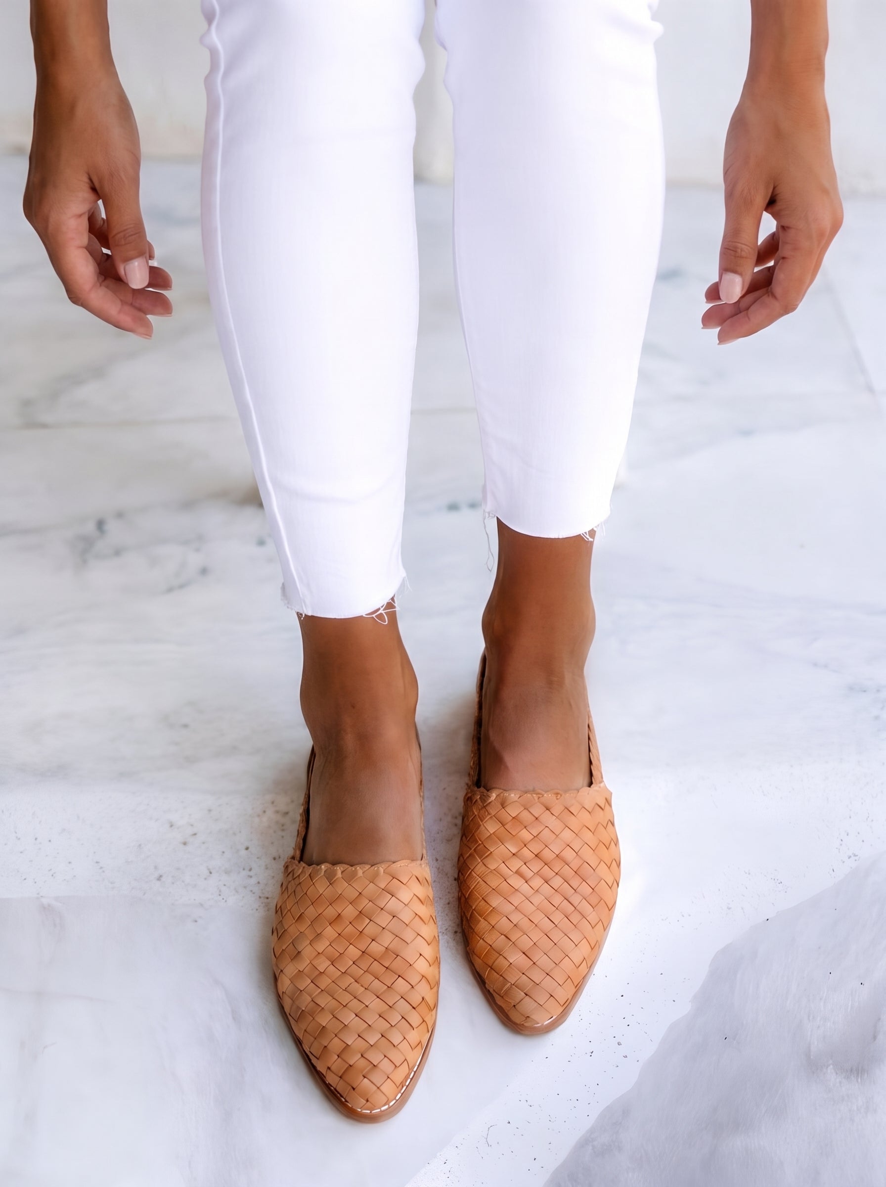 Women's Woven Slingback Flats with Pointed Toe