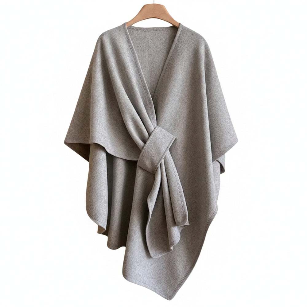 Women's Wrap Shawl Cape with V-Neck and Open Front