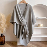 Women's Wrap Shawl Cape with V-Neck and Open Front